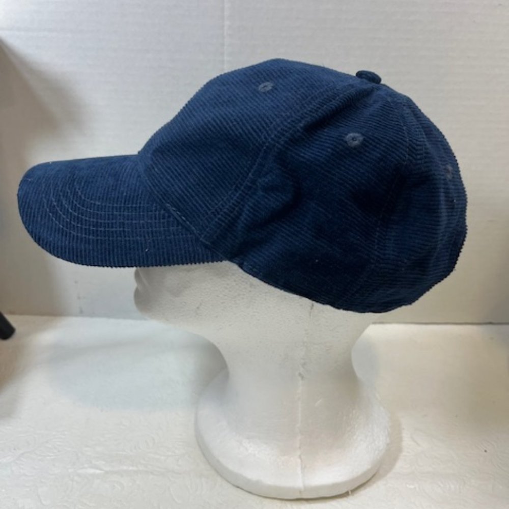 Pink Rose Floral Navy Blue Corduroy Adjustable Cap Hat - Picture 4 of 11